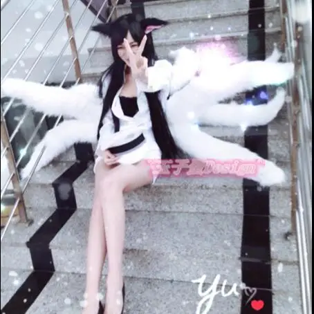 Lol Ahri Cosplay Costume pour femme, queue d'anime, le renard à neuf queues, sexy