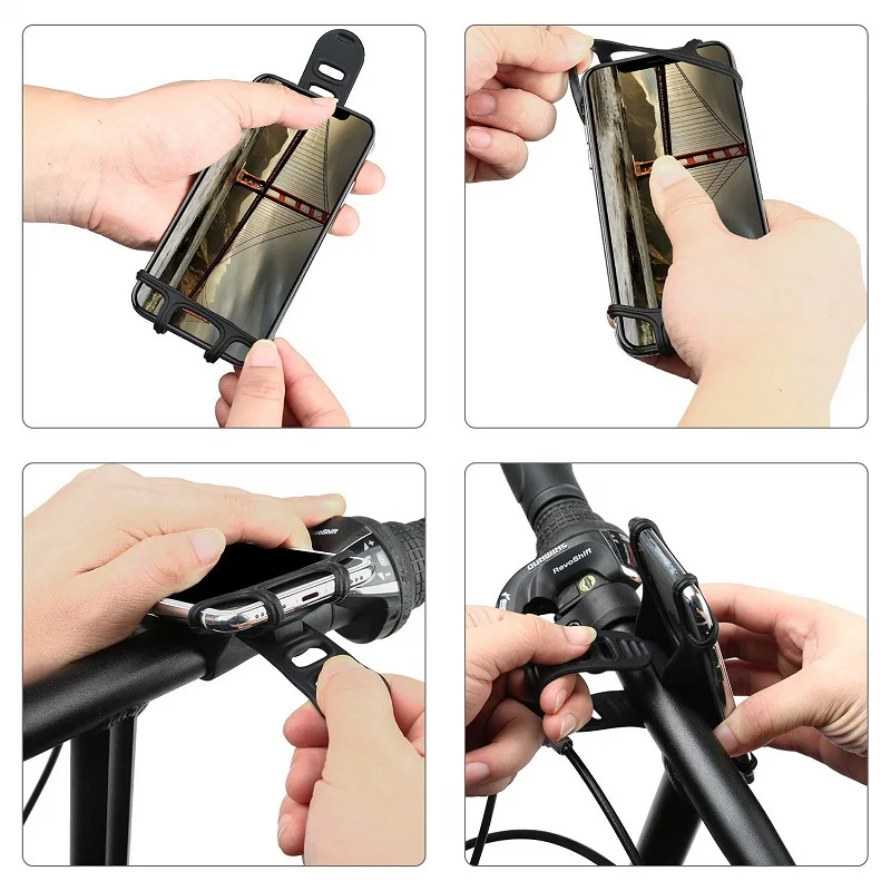 Universal silicone Bicycle Motorcycle Mobile Phone Holder Bike Mount phone holder For Cellphone GPS Baby Carriages Stand