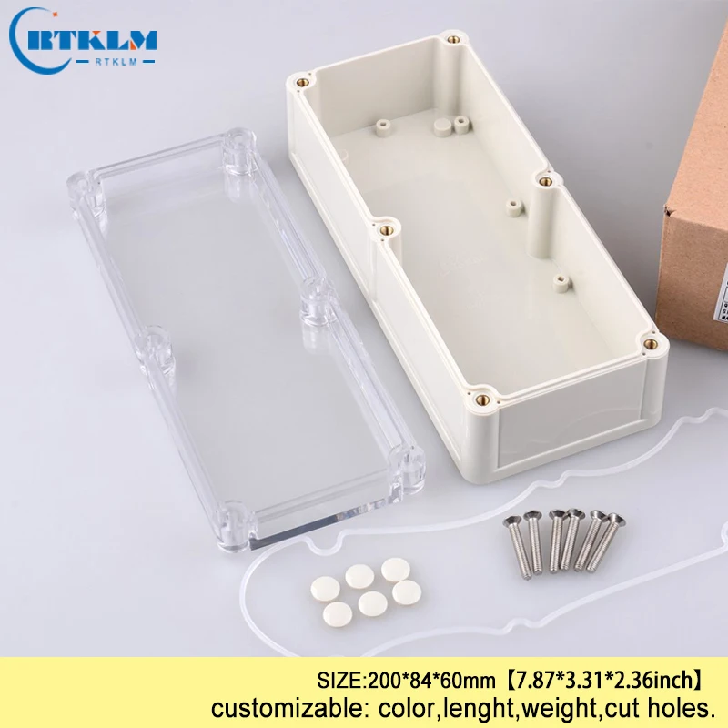 ABS Plastic Waterproof Enclosure Outdoor Electrical Transparent Box DIY Instrument Case Wire Connection Box 200*84*60mm