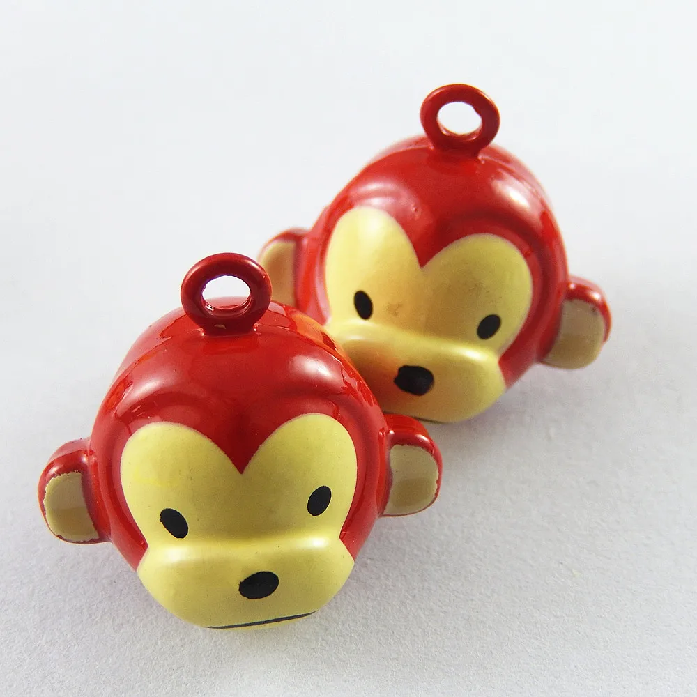 5pieces Cute Jingle Bells Carton Monkey Necklace Pendant Charms Christmas Phone Pet Home Decor Baby Jewelry Gift 22*20mm 51924