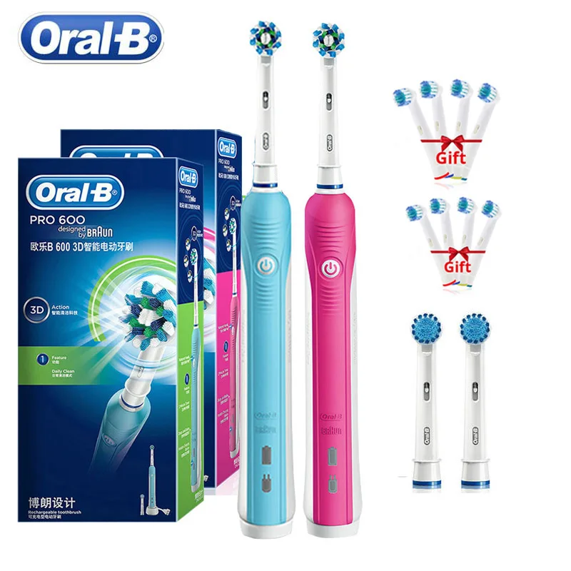 

Oral B 3D Sonic Electric Toothbrush Pro600 Rechargeable Action Oral Clean Sensitive Care Remove100% Tooth Plaque Soft Brush Head