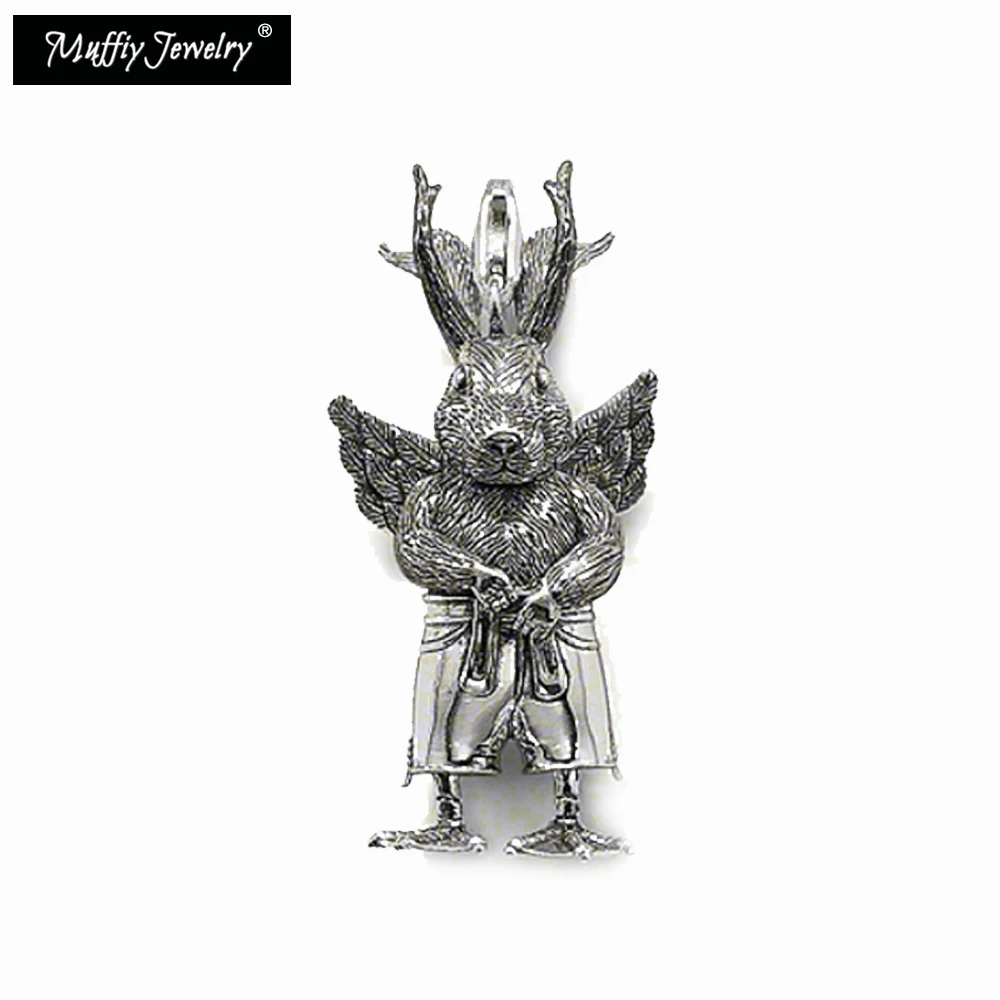 Pendant Strange Rabbit 925 Sterling Silver Fine Jewelry Accessories Fit Necklace Europe Styling Vintage Gift For Man Woman