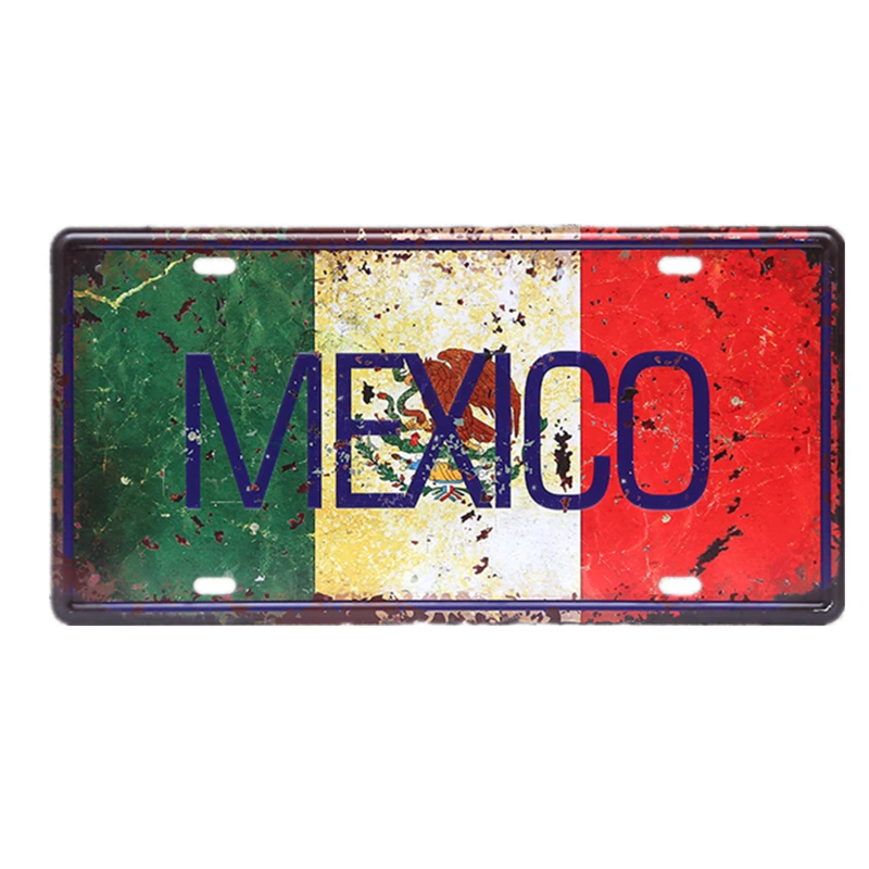 Vintage Metal Plate for Home Decoration, Mexico, Italy, France, Car, Country Tin Sign, Bar, Art Wall Decor, USA Plaque, 30x15cm