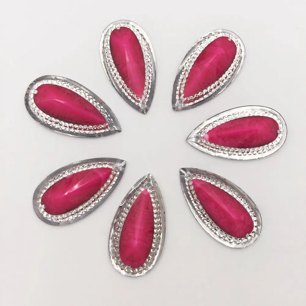 Hot 20PCS  resin 16mm*30mm crack teardrop  flatback rhinestone wedding diy 2 Hole  buttons Ornaments crafts SK07*2