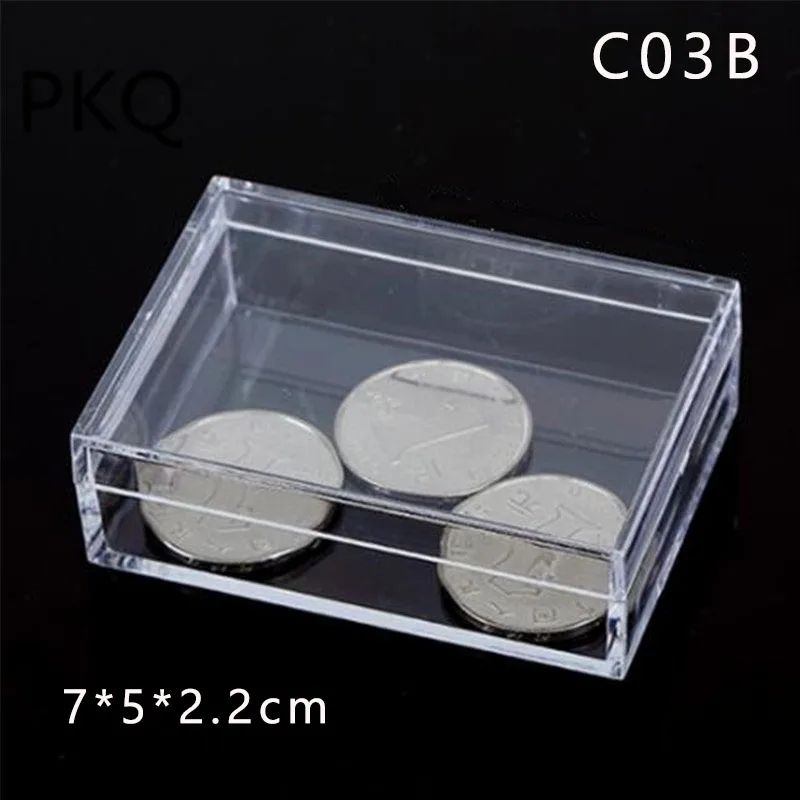 Small transparent plastic box coin capsules case Clear PS Storage Box Tools Display Box Beads/Jewelry Gift Box