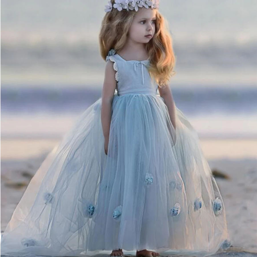 New Arrival Flower Girls Dresses High Quality Lace Appliques Beading Short Sleeve Ball Gowns Custom Holy First Communion Gowns