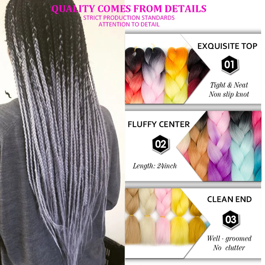 Aigemei jumbo braid box braids hair for bluk Pre Stretched Afro hair Crochet Extensions 100g 24Inch Hair For Women African Braid