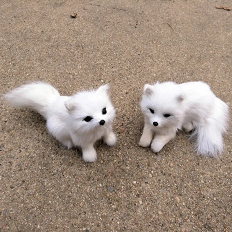 Plush Toys Simulated Animal Fox Model Ornaments Cartoon Pet Baby Mini White Fox Fascinating Gift for Children Desktop Decoration