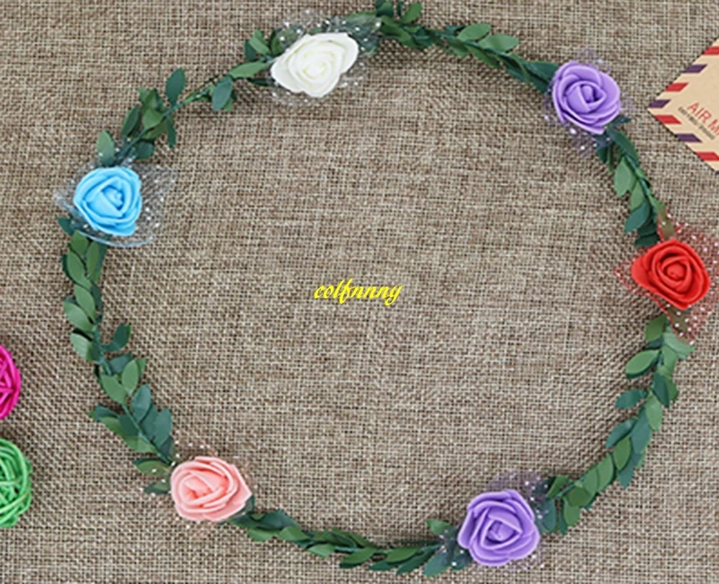 

1000pcs/lot Fast shipping 6 flowers Women Lady girls Flower Wreath Crown Headband Floral Garlands For Wedding party