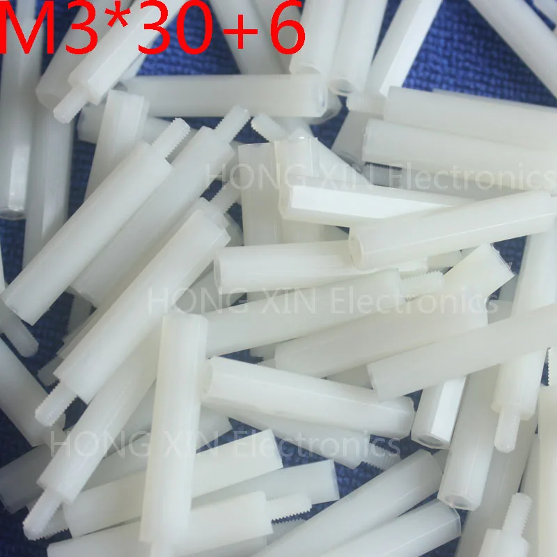 M3*30+6 white 1pcs 30mm Nylon Standoff Spacer Standard M3 Male-Female Standoff Kit Repair Set High Quality PC tool