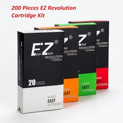 200 Pcs Assorted EZ Revolution Cartridge Needle Kit Liner Shader RL/RS/M1/RM Mixed Sizes for Rotary Tattoo Pen Machine Grips