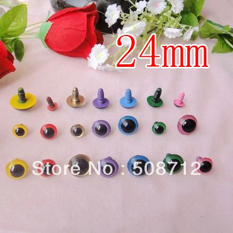 

fress ship!!!100pcs/lot 24mm mixed color toy eyes/ safety eyes with PLASTIC lock-washers/Doll toy doll eyes