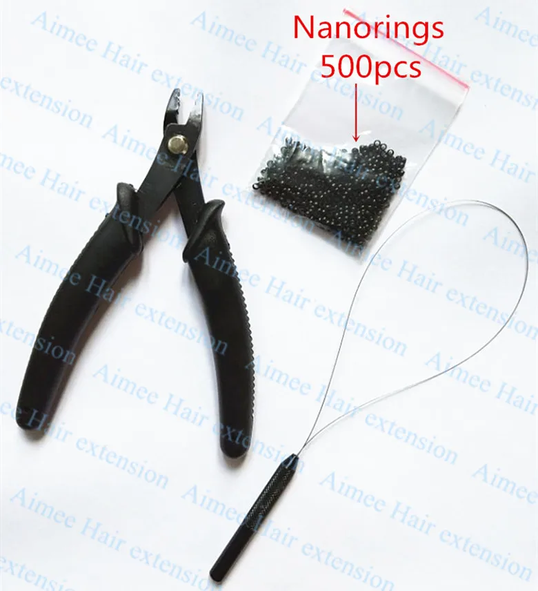 

500pcs Nano rings+1pcs Nano plier+1 pcs NanoRings wooden needle for NanoRings hair extension tool kits