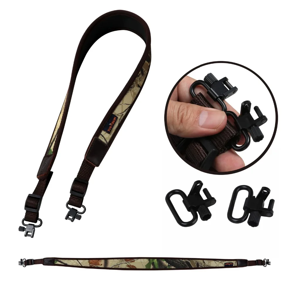 Tourbon Hunting Rifle Gun Sling Carry Shoulder Strap Camo Belt Rubberized Non-slip w/Swivels Gun Accessories (1SET)