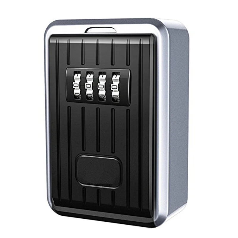 

DCOS Lock Box 4 Digit Combination Waterproof Box Aluminum Alloy Weather Resistant Key Hider with Resettable Code Key Storage W