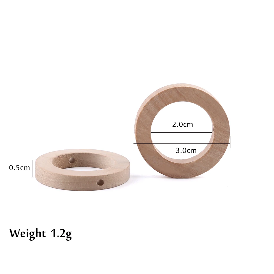 20PC 30mm Maple Wooden Teether Ring Baby Teether Wooden Rings DIY Crafts Accessories Baby Unfinish Wood Chewable Teething Toys