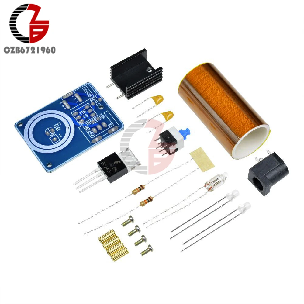 BD243 9V 12V Mini Tesla Coil Arc Ignition Lighter Plasmas Wireless Transmistter DIY Kits for LED Light Speaker Smart Electronics