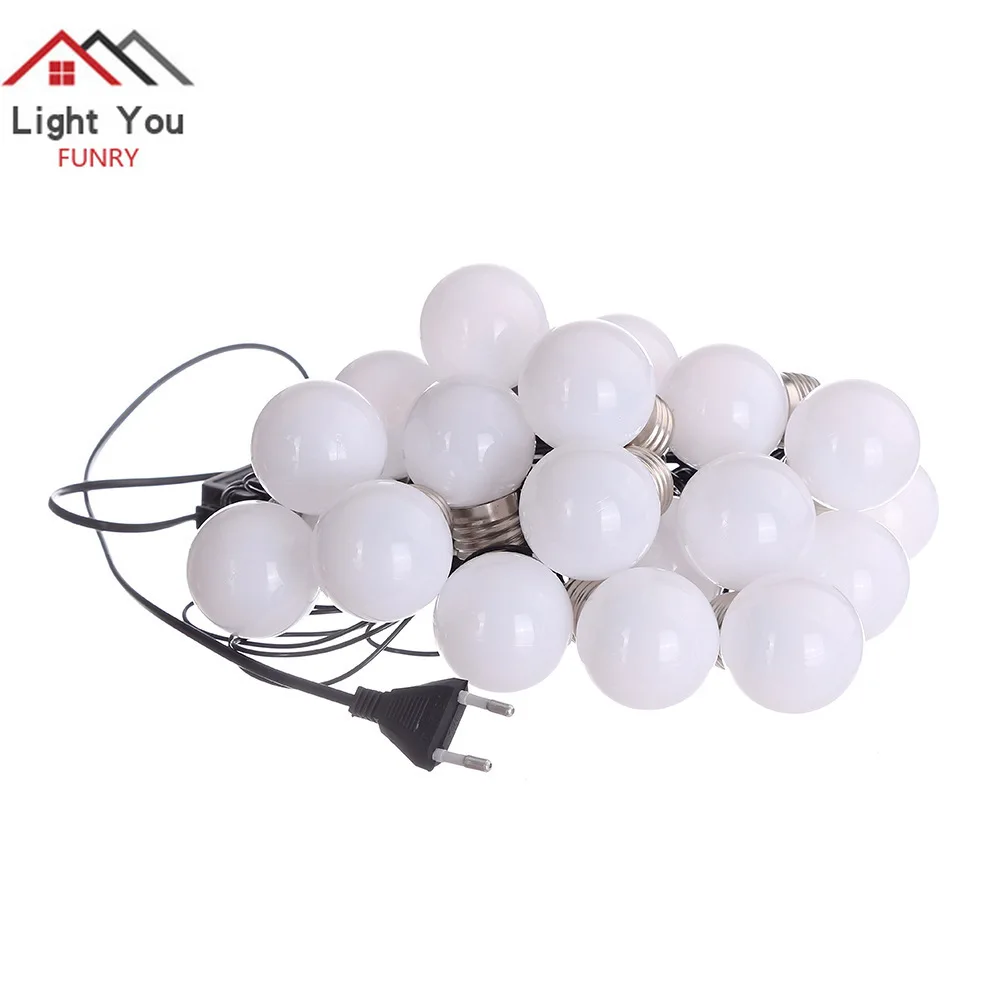 20 LED European standard 220V milky white string plug-in electric holiday lights indoor and outdoor decorative lights