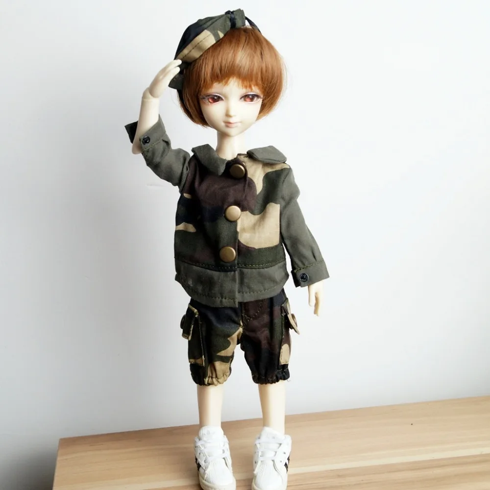 

BJD 1/6 Camouflage Suit Pants Trousers Coat Cap Outfits Clothing For 1/6 11" Tall YOSD DK DZ AOD DD Doll Wear