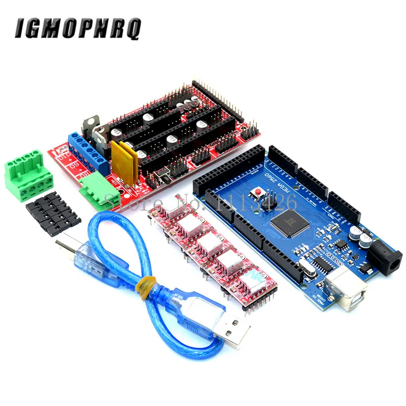 3D Printer kit 1pc Mega 2560 R3 + 1pc RAMPS 1.4 control panel+ 5pcs A4988/DRV8825 Stepper Motor Drive Carrier Reprap