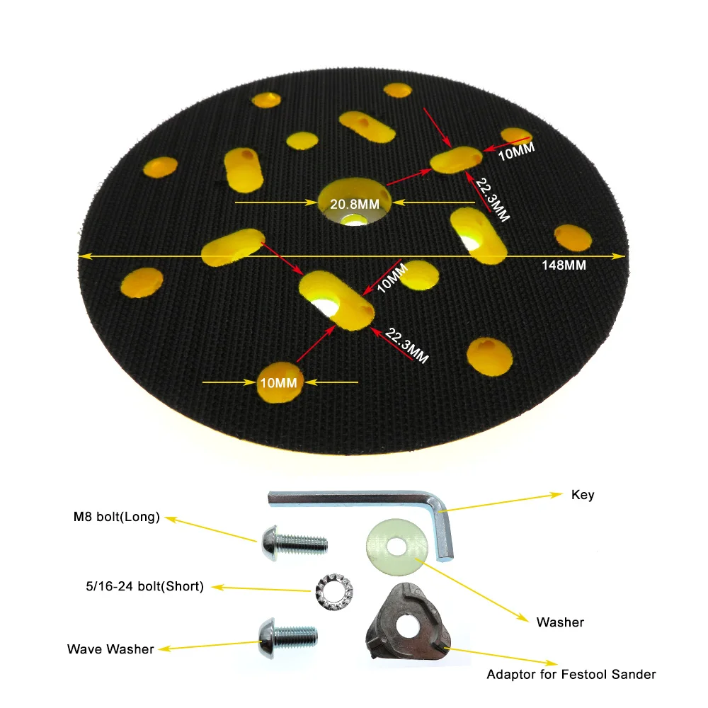 Platorello abrasivo da 6 pollici 150mm platorello per levigatrice gancio e anello accessori per utensili elettrici abrasivi per levigatrice abrasiva