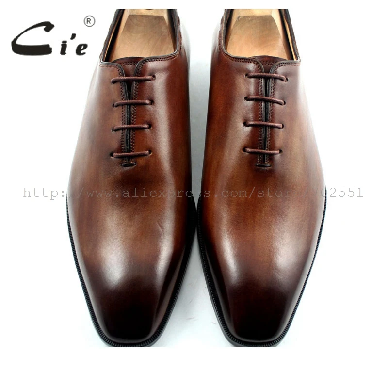 cie Free Shipping Bespoke Custom Handmade Genuine Calf Leather Men\'s Oxford Shoe Lacing Patina Color Brown OX193 adhesive craft