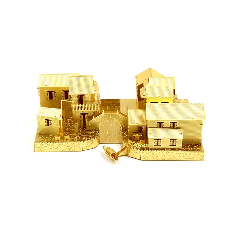 

3D Metal Puzzle Ancient Water Town Building model J037 DIY 3D laser cutting Jigsaw puzzle model Nano Puzzle Toys