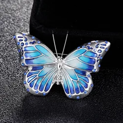 Zlxgjirl Fashion Blue pink orange enamel butterfly brooches jewelry of women gifts cartoon hats accessory women's broches pins