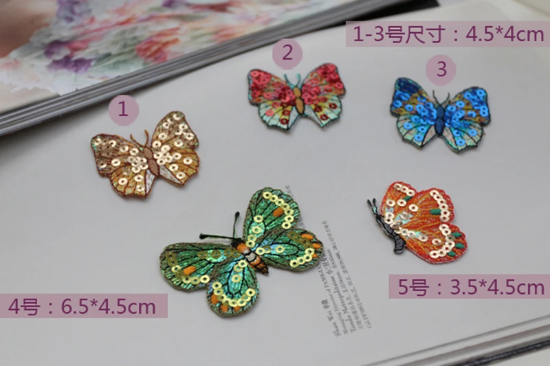 1PCS high quality yarn sequins butterfly embroidery patch Iron on patch for clothes with glue embroidery paste skirt decoration