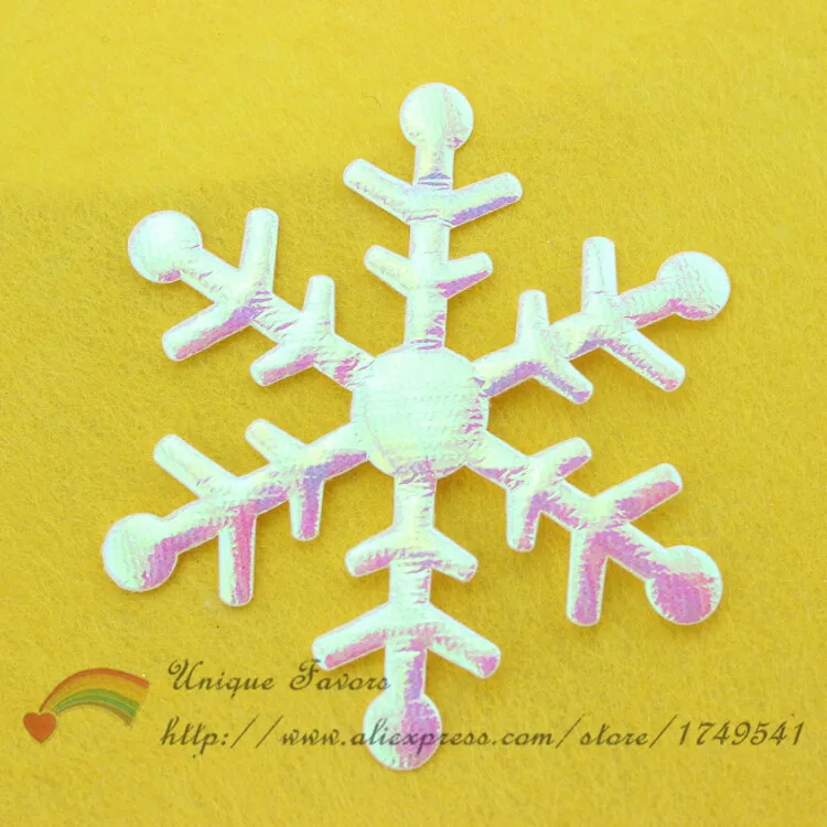 20pcs LARGE 98mm AB Iridescent White Fabric Snowflake Appliques Padded Patches for Christmas Tree Ornaments,Winter Party Decor