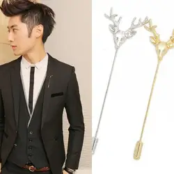 Korean Version Of The Retro Brooch Men's Small Suit Inserted Brooch Jewelry Original Retro Deer Head Plug Long Needle Models