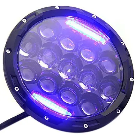 

1pcs 7 Inch 75W LED Headlights Hi/Lo Beam blue turn signal white DRL