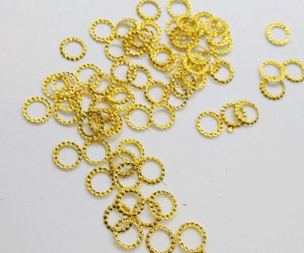 Nail Studs 100PCS/Bag DIY Nail Rivet Metallic Hollow Round Style Gold Plating Studs Rhinestones Fashion 3d Nail Art Decoration,Y