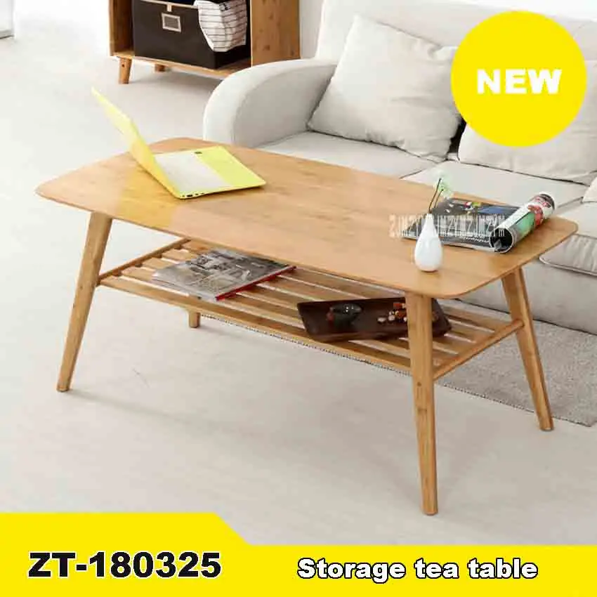 ZT-180325 Moderne Innen Sofa Seite Kaffee Tisch Möbel Wohnzimmer Rechteck Bambus Lagerung Tee Tisch Mit Regal (120*60*40cm)