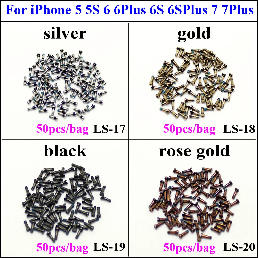 ChengHaoRan 1 Set Screws for iPhone series for iphone4 4s 5 5s 5c 6 6 plus 6s plus 7 7 Plus 7P Bottom screws 50pcs/bag 4 color