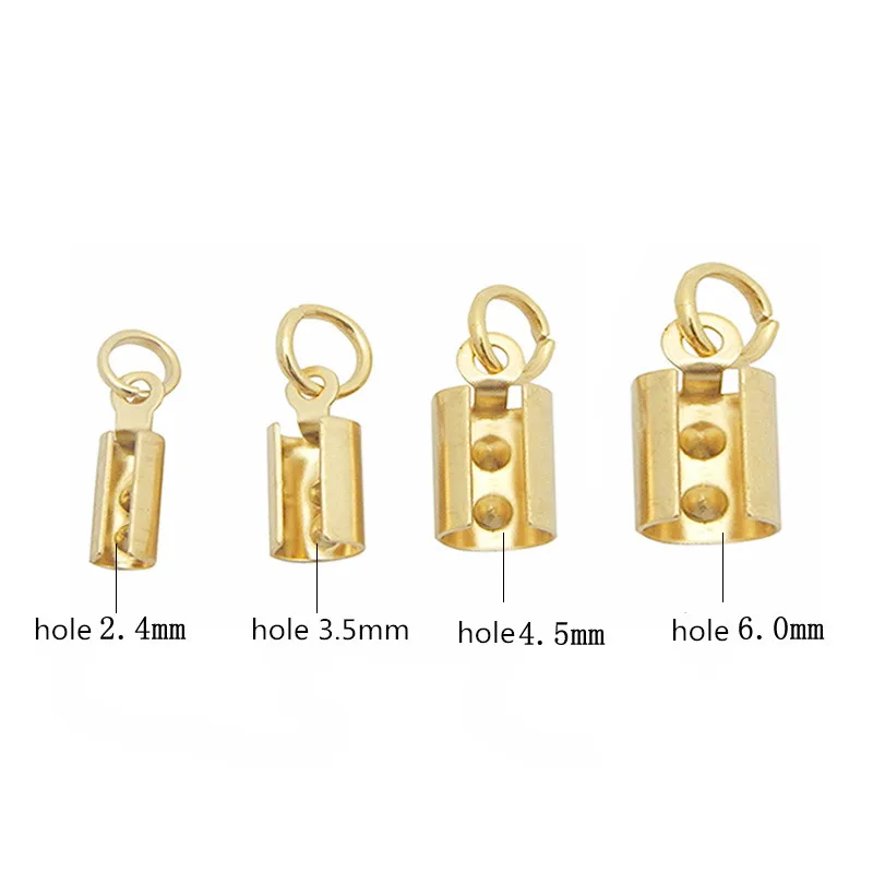 Stainless steel Cord Crimp Beads with Jump Rings caps Cord End Caps Fastener Clasps For Jewelry Making DIY Bracelet&Necklace image 2