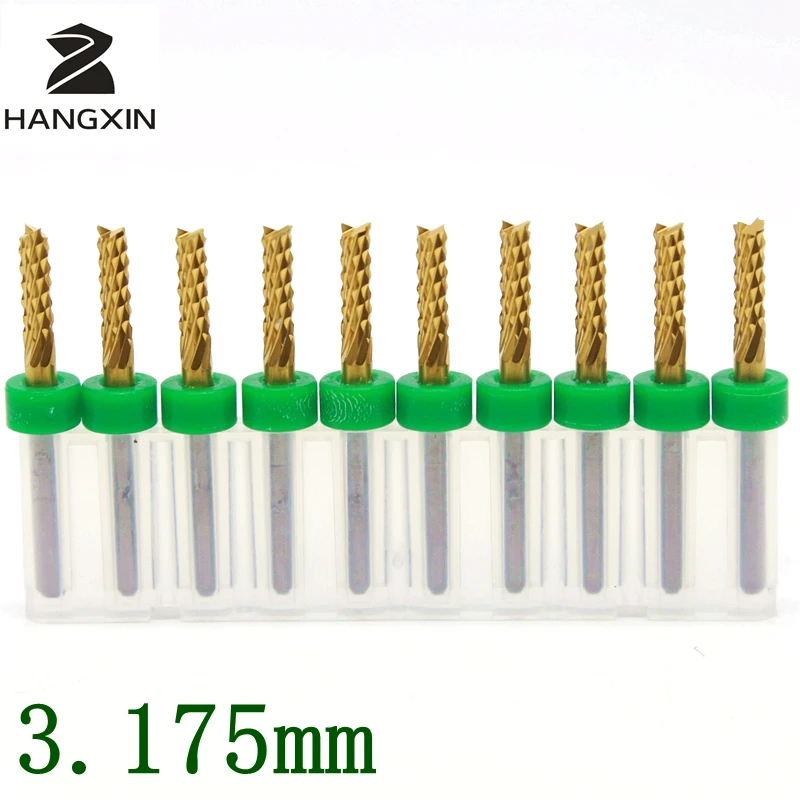 Titanium coated PCB milling cutter metal CNC router drill 3.175mm engraving knife tool for milling corn wood cutting power tool