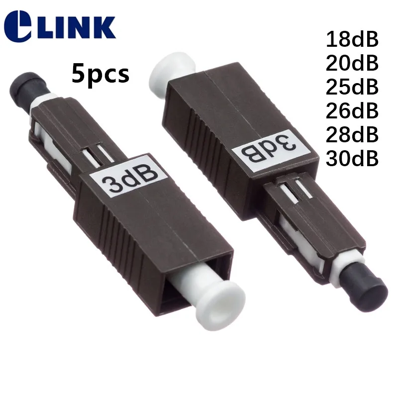 

5PCS MU UPC FM attenuator fibra optica female to male attenuator 18db 20dB 25db 26db 28db 30db ftth optical attenuator ELINK