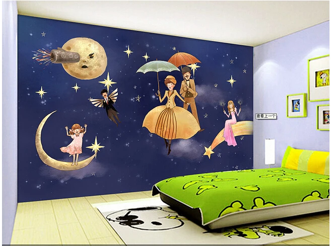 Custom children wallpaper, hand-drawn star universe for children room sofa TV wall paper DE parede vinyl which wallpaper