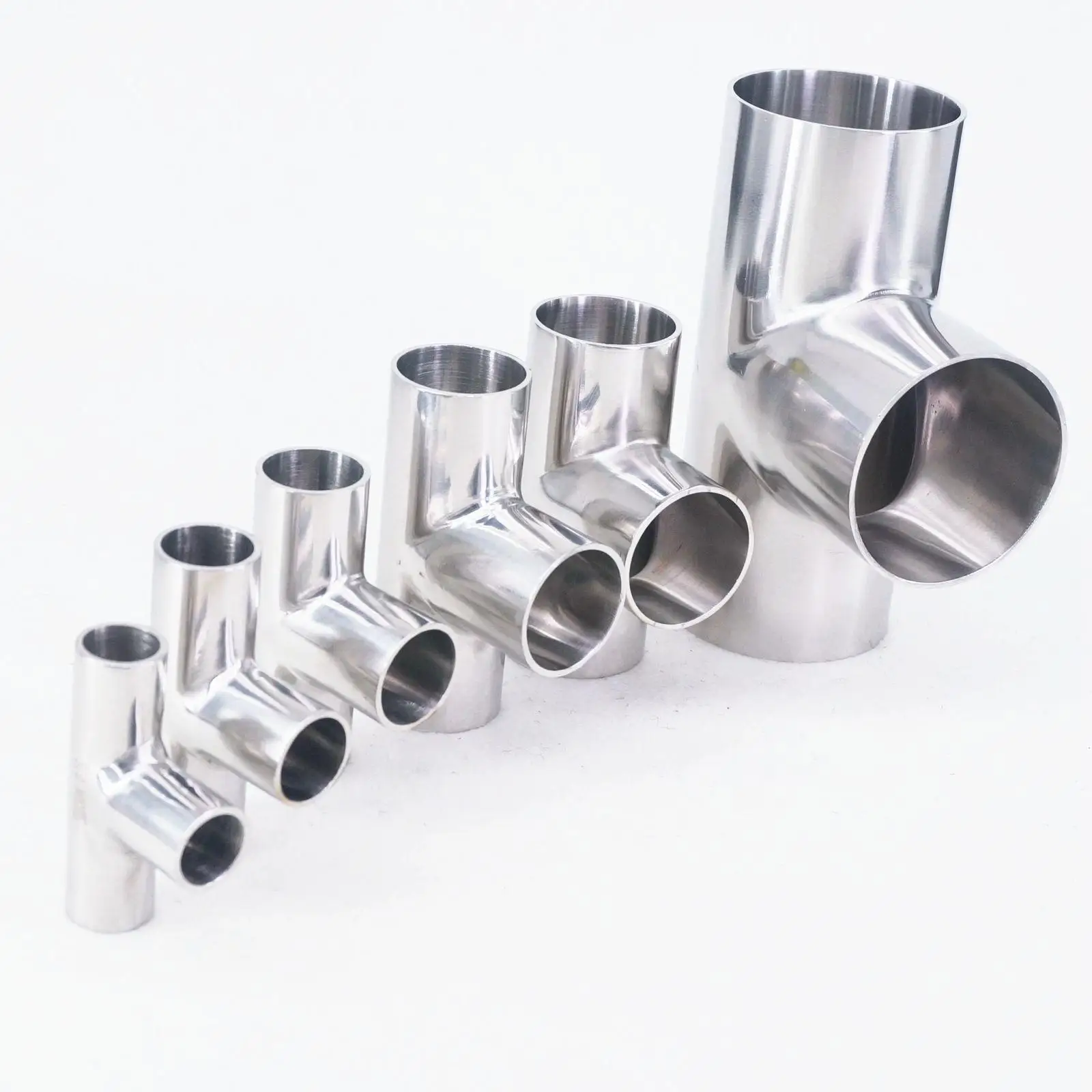 O.D 34/38/40/45/48/51/57/60/63mm 304 Stainless Steel Sanitary Weld Tee Connector Pipe Fittings Welding Hygiene Grade