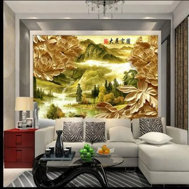 beibehang Exquisite wallpaper TV backdrop peony home decorative painting large murals for living room 3d wall murals wallpaper