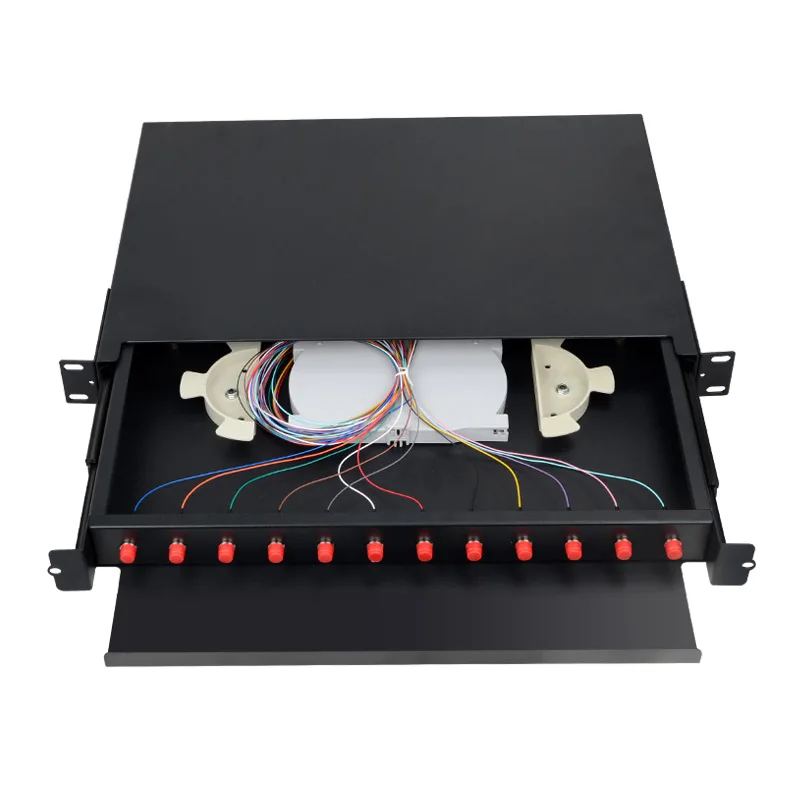 

Drawer type Fiber optic terminal box 12 core Desktop FC with adapter pigtail 12 Ports CAPV Fiber optical Patch Panel Factory OEM