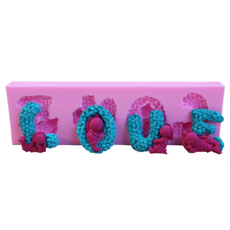 LOVE Words To Wear Skirt Rabbit Silicone Double Sugar Cake Mould Chocolate Mould Ultralight Clay Mould D458