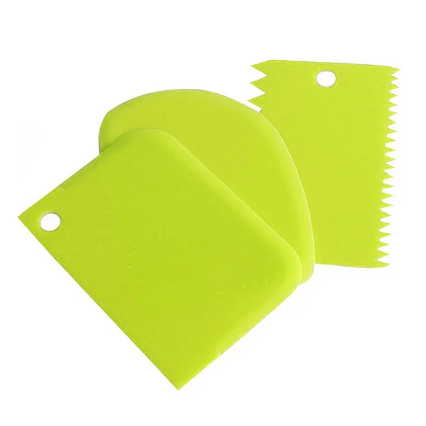 Baking Pastry Tools 3Pcs Plastic Dough Icing Fondant Scraper Cake Decorating Plain Smooth Jagged Edge Spatulas Cutters cake tool 6