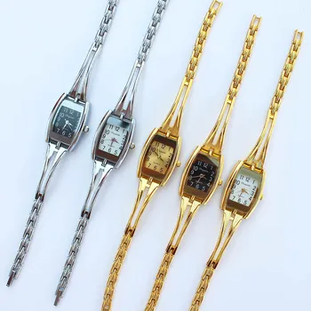 Hohe Qualität Nette frauen Mode Kristall Silber Gold Dame Frauen Mädchen Edelstahl Band Quarz Analog Kleid Armbanduhr