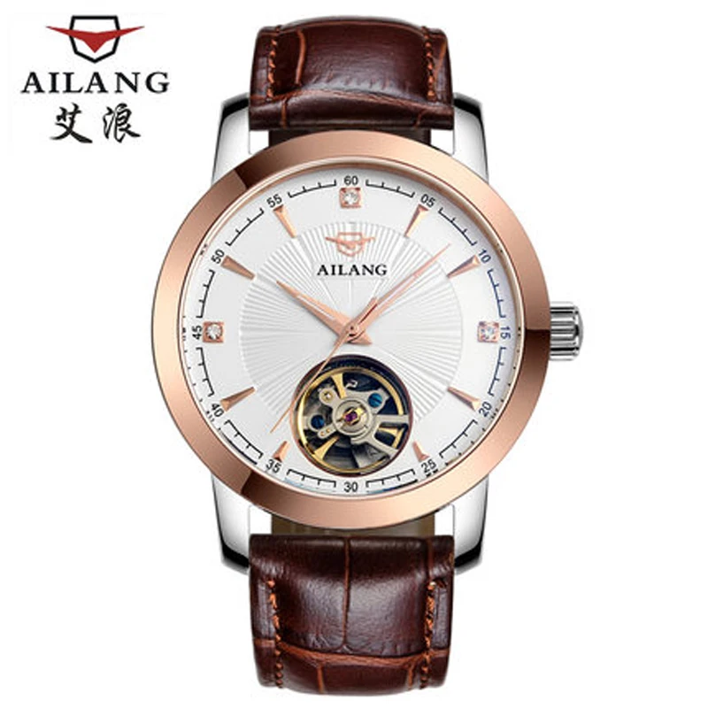 AILANG top watch brand AI wave 2017 nuovo orologio meccanico automatico da uomo in vera pelle orologio da cintura impermeabile 3ATM