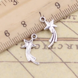 30pcs Charms Shooting Star 16x8mm Tibetan Silver Color Pendants Antique Jewelry Making DIY Handmade Craft