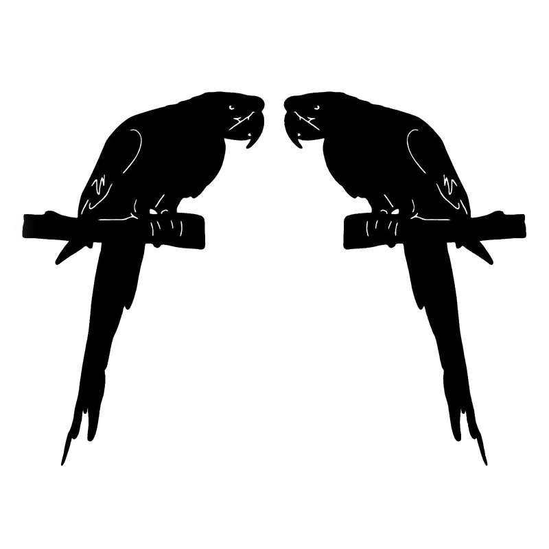 9X14CM 2X PARROT BIRD Left&Right Fashion Vinyl Decals Black Silver Car Stickers S6-2389