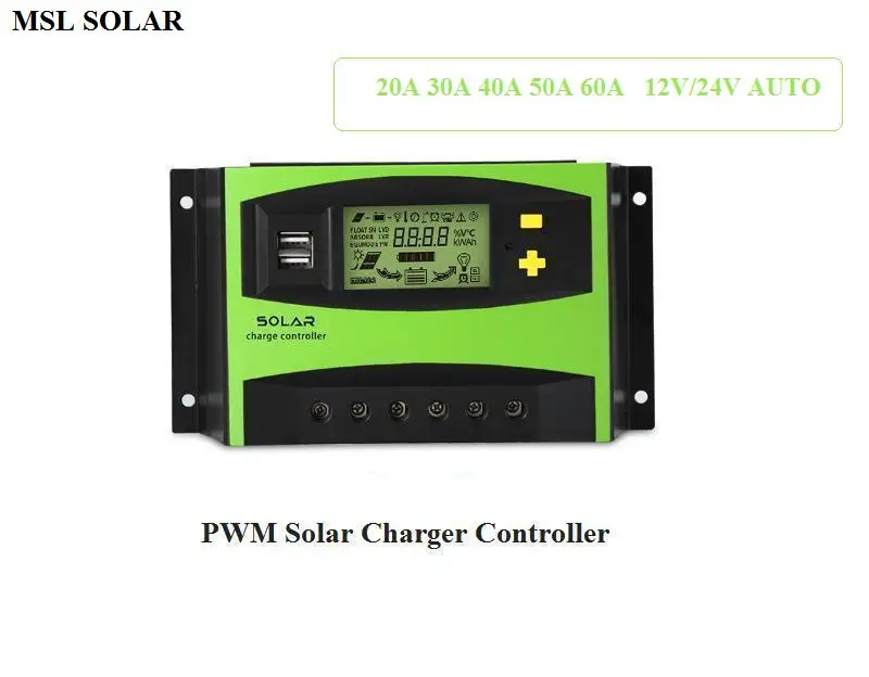 ALLMEJORES 20A-60A DC 12V/24V Auto Solar Charger controller Solar Panel battery charger regulator with LCD Display Dual 5V USB