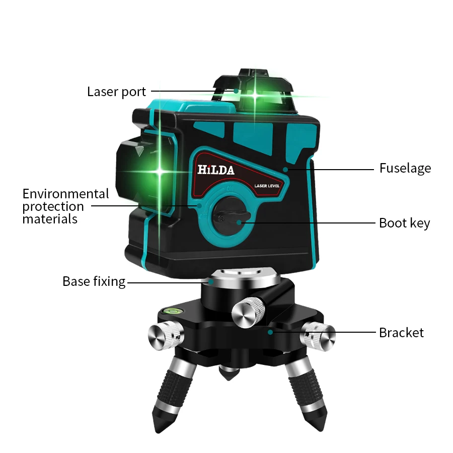 12 Lines 3D Green Laser Level Horizontal And Vertical Cross Lines Indoors and Outdoors